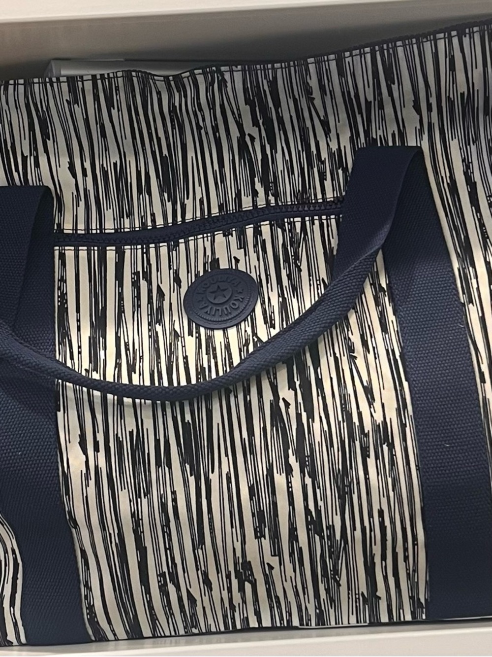 2 set pieces  of KOULIYA bag Navy & Black Patterned Canvas Weekender Tote